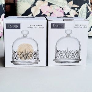 🔥4.99SHIP🔥🆕️Godinger Dublin Collection Shannon Crystal Domed Butter Dishes